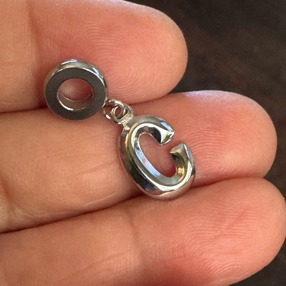 Silver Initial C Charm Pendant - image 2